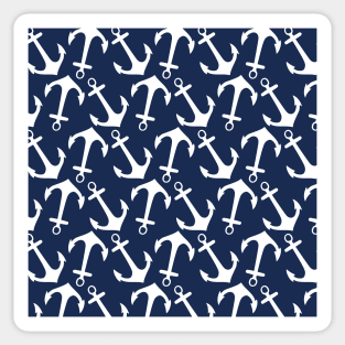 Navy Blue Nautical Anchor Pattern Sticker